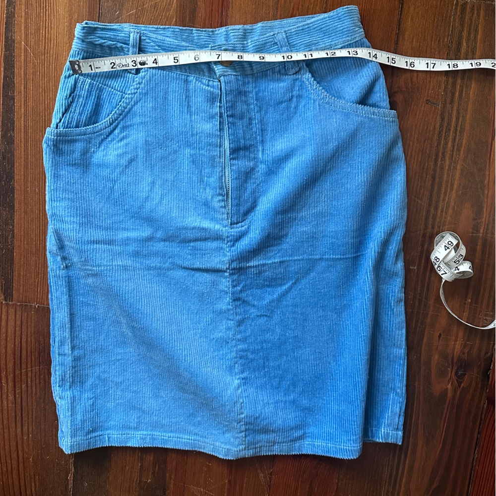 Vintage 100% Cotton Blue Corduroy Mini Skirt